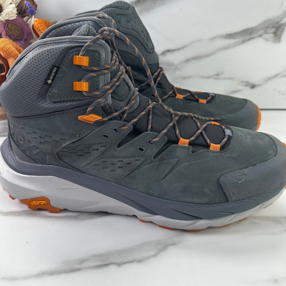 Hoka Kaha 2 GTX Gore Tex Hiking Boots Men\'s‎ Size 15D Waterproof Orange Gray EUC main image 13
